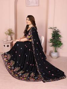 LEHENGA brodé NOIR BLANC foncé pour femme avec DUPATTA Set Stylish Festive & Party Wear - Product Image 3