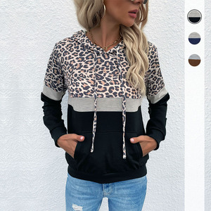 Hot Selling <b>Leopard</b> <b>Print</b> <b>Tops</b> Women's Casual Comfortable Warm Windproof Hoodie Spring Patchwork Hoodies - Product Image 1