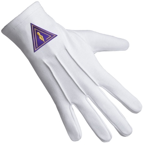 Maçonnique Regalia Gants 100% Coton Durable Respirant Doux Confortable Cérémonial Usage Quotidien Violet Patch - Product Image 3
