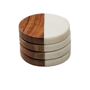 Lot de 4 sous-verres à thé en bois, demi-marbre, fabricant de bois de haute qualité et Table à Mable, sous-verre à thé et café - Product Image 1