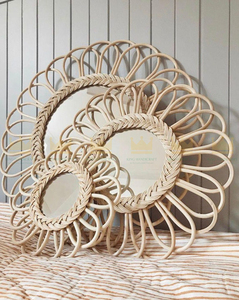 Espejo de pared de ratán rústico de superventa para el hogar y la vida Diseño tejido hecho a mano para espacios habitables - Product Image 3