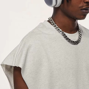 100% Cotton Sleeveless T-shirts Wholesale Tank Top Men High Quality T Shirt Custom Running Singlets for Men - Product Image 5