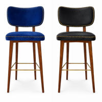 Tabouret de bar en bois massif rembourré sur mesure |   Tissu en cuir |   Chaise de bar robuste de style farmhouse pour usage commercial |   Design moderne