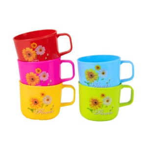 Colorful BPA Free PP <b>Plastic</b> Mugs Bulk Digital Printed Round Beverage <b>Cups</b> with Handle Canteen Food Stall Restaurant Drinkware - Product Image 6
