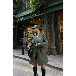 Gabardina Corta Color Caqui, Estilo Casual - Product Image 6