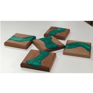 Wood and Resin Mug Coaster Wood <b>Cutting</b> Design Shape With Resin Coaster Handmade Wooden Tea Cup Coaster Best Quality - Product Image 6
