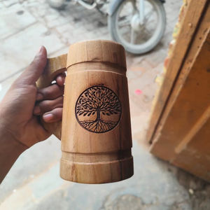 แก้วเบียร์ทำจากไม้คลาสสิกคุณภาพระดับพรีเมียมของ100%-ทนทานและเป็นมิตรกับสิ่งแวดล้อมสำหรับไวน์และเบียร์ - Product Image 1