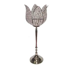 Bougeoir Hurricanes en cristal plaqué argent pour la maison et la décoration de table de mariage Centres de table Bougeoir en métal cristal - Product Image 5