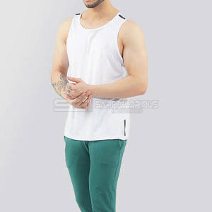 <b>Men</b> Sublimated Green <b>White</b> Fitness Singlet Gym <b>Tank</b> <b>Top</b> Sleeveless High Stretch Cotton Spandex Vest - Product Image 4