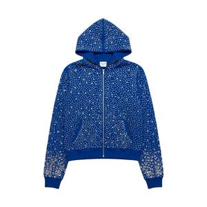 Sweat-shirts pour hommes en coton surdimensionné de haute qualité avec strass, 300/350/400 g/m², coupe ample, fermeture éclair, sweat-shirts unisexes lourds, logos personnalisés - Product Image 2