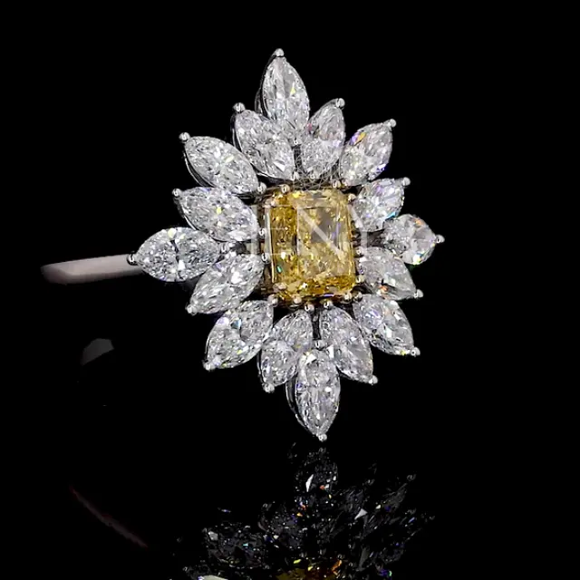 Gioielli Jeny elegante Hip Hop da donna anello di diamanti in oro bianco 18 carati con diamante a forma di cuore coltivato in laboratorio con chiarezza VVS1
