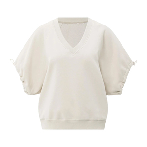 เสื้อสเวตเชิ้ตผู้หญิงคอวีทรงโอเวอร์ไซส์ น้ำหนัก 340 กรัม ผ้าฟลีซ สำหรับฤดูหนาว ระบายอากาศได้ดี เป็นมิตรกับสิ่งแวดล้อม ปักลาย ผสมโพลีเอสเตอร์/คอตตอน แขนยาว - Product Image 1