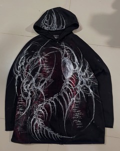 Haute qualité hommes hiver 100% coton personnalisable fermeture éclair lavé en détresse imprimé Logo sweats à capuche hommes sweat à capuche zippé pour marque - Product Image 5