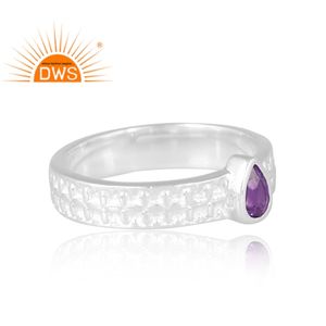 Design élégant 925 argent Sterling naturel améthyste pierre précieuse bague pour les femmes Design personnalisé bijoux pour les femmes cadeau pour elle - Product Image 4