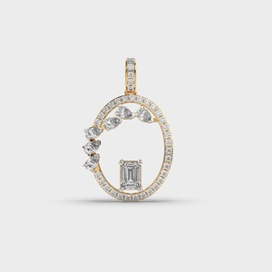 Colgante con Inicial G de Diamante Cultivado en Laboratorio Certificado por IGI, con Corte Esmeralda y Halo de Perlas en Oro Amarillo/Blanco y Rosa de 9K - Product Image 6