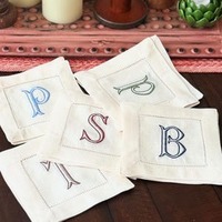 Sous-verres réutilisables en lin 100% monogrammés Nature4u, style japonais, serviettes de boisson personnalisées, broderie personnalisée, logo couleur personnalisé