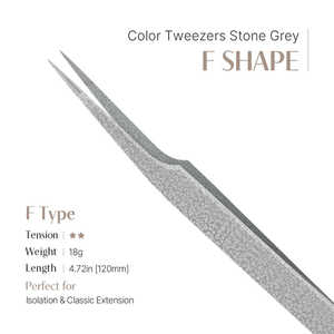 Pinzas para Cejas en Forma de F Color Gris Piedra, Acero Inoxidable con Puntas Puntiagudas para Extensiones de Pestañas - Product Image 2