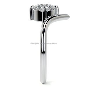 แหวนทรงบากรูปตัววีมีทรงกลม VVS Moissanite เพชรเครื่องประดับเพชรสำหรับโอกาสคริสต์มาส - Product Image 5