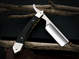 Cuchillos de seguridad industrial personalizables OEM, maquinilla de afeitar recta clásica de acero inoxidable con hermoso mango de cuerno para proyectos de bricolaje - Product Image 5