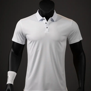 Polo de golf personnalisé de couleur unie T-shirts à manches courtes avec logo imprimé coupe ajustée de haute qualité pour hommes - Product Image 4