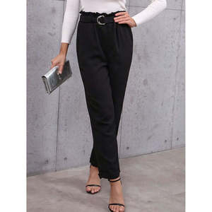 Pantaloni a Vita Alta da Donna con Cintura Paperbag, Gamba Dritta e Traspirante, Taglia XL - Product Image 3