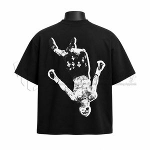 Camiseta Personalizada con Estampado Abstracto, Estilo Vintage, Algodón Lavado, Ropa Urbana, Hip Hop, Fabricante OEM ODM - Product Image 2