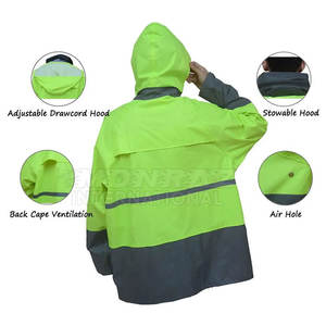 Combinaison de pluie en polyester léger Vêtements de pluie d'extérieur unisexes avec capuche Combinaison de pluie imperméable réutilisable avec capuche - Product Image 4