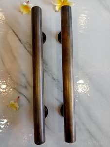 Boutons de porte en laiton et bois Poignées élégantes de style vintage pour portes intérieures Armoires de garde-robe Utilisation de meubles et de décoration intérieure - Product Image 2