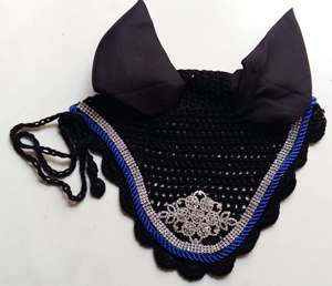 Handmade phong cách Crochet ngựa Tai nắp ca-pô với long lanh <span class=keywords><strong>TRIM</strong></span> bền bay Mạng Che Mặt cho cưỡi đào tạo & cạnh tranh phù hợp với bộ - Product Image 2