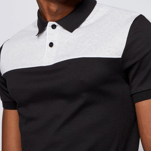 Men's Color Blocking <b>Polo</b> Shirt Set Casual Knitted Summer Wear Black <b>White</b> Short Sleeve Top With Matching Shorts - Product Image 5