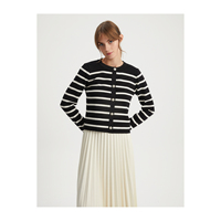 BGN Cardigan décontracté pour femme en mélange de viscose, tricoté, à manches longues et fermeture boutonnée - Turquie