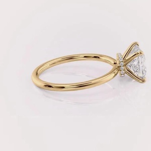 IGI Certified Princess Shape Lab Created Diamond Engagement <b>Ring</b> 9K White / Yellow & Rose Gold Hidden Halo Bridal <b>Ring</b> - Product Image 2