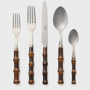 Juego de cubiertos decorativos de acero inoxidable con mango de madera perfecto para bodas, aniversarios, cumpleaños y eventos especiales - Product Image 1