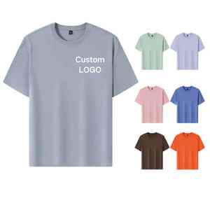 T-shirt d'été en coton 280g Solid Short Sleeve Custom Logo Printing Embroidery Casual Blank t shirt - Product Image 5