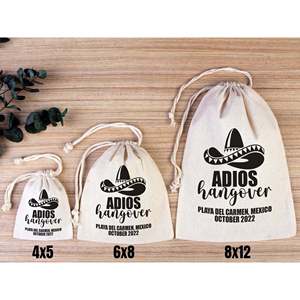 Bolsas de Algodón Orgánico Adios para Kit Antiresaca, Bolsa de Recuperación para Fiestas de Tela de Algodón Crudo, Logotipo Bordado, Serigrafía para Almacenamiento de Manualidades - Product Image 5