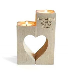 Portavelas de Madera Ecológico Hecho a Mano con Diseño de Corazón TQC para Hogares, Hoteles, Cafeterías - Decoración Navideña para Mesa, Gran Venta - Product Image 1