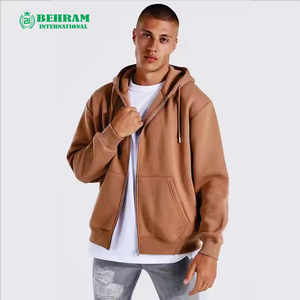 Nouveau sweat à capuche zippé beige de qualité supérieure avec logo personnalisé, vente en gros, streetwear pour hommes et sweat à capuche épais - Product Image 4