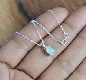 Colgante clásico hecho a mano 925 joyería de plata sólida para mujer 925 plata esterlina Aqua Calcedonia piedra preciosa estilo bohemio colgante - Product Image 4