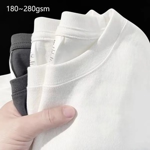 Camisetas personalizadas de tu propia marca, Camiseta de algodón pesado, Unisex, ajuste Regular, logotipo impreso en blanco, 180 200 Gsm 220 240 280, alta calidad - Product Image 1