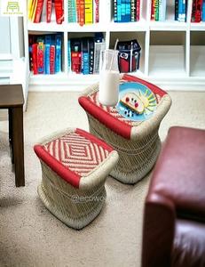 เก้าอี้ออตโตมันทำจากไม้ไผ่แบบทันสมัยม้านั่งทรงสี่เหลี่ยมแบบพกพาสำหรับเด็กม้านั่งม้านั่งแบบฝังกระดูกคอนโซล - Product Image 1