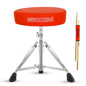 5 Core <b>Drum</b> Throne 3 Thick Padded Memory Foam Comfortable Drummer Stool 200Lb Capacity Adjustable - Product Image 1