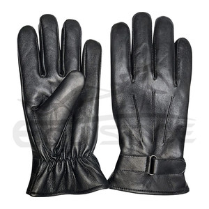 Guantes de conducción de invierno de cuero negro XXL Estilo clásico liso para hombres Forrado cálido Logotipo personalizado OEM Guantes de invierno al por mayor - Product Image 1