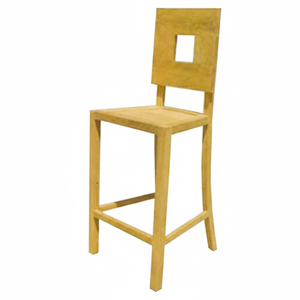 Silla de Bar Minimalista de Madera de Teca Indonesia Resistente, con Respaldo Cuadrado, para Interiores, Jardín, Pub y Bistro - Product Image 1