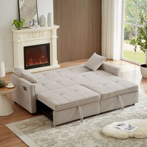 Modern Fabric Loveseat Futon <b>Sofa</b> Couch 3-in-1 Convertible <b>Sleeper</b> Murphy Bed Small Reclining Love Seat Lounge with Pullout Bed - Product Image 3