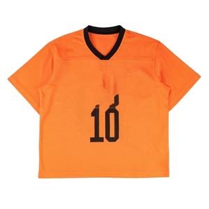 Camiseta en blanco de fútbol americano de poliéster de alta calidad para hombre, logotipo de sublimación personalizado naranja, último diseño de malla para deportes de verano - Product Image 1