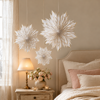 Décoration suspendue en forme d'étoile en papier blanc avec bordure dorée, pliable, flocon de neige 3D, ornement pour Noël, mariage, fête, décoration de la maison