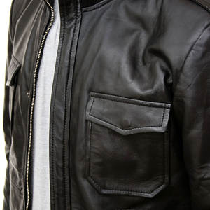 แจ็คเก็ตนักขี่จักรยานหนังแท้วินเทจสำหรับผู้ชายกันน้ำคอเสื้อแบบกรวยระบายอากาศมาใหม่ทันสมัย - Product Image 2