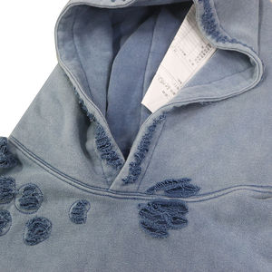 Custom Men's Hoodie 100% Cotton Distressed Screen Printing <b>Autumn</b> Embroidered <b>Fabric</b> Oversized Distressed Hoodies - Product Image 2