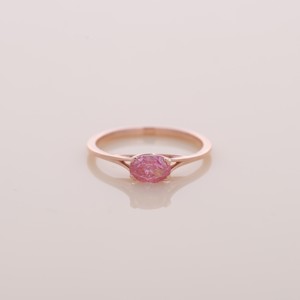 IGI Certified Oval Cut Pink Lab Grown Diamond Solitaire Engagement-Wedding <b>Ring</b> in 9K Rose / White & Yellow Gold - Product Image 1