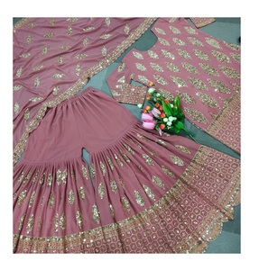 ชุดผ้าปักลายสไตล์อินเดียสำหรับผู้หญิง3ชิ้นเซ็ตผ้าจอร์เจีย - Product Image 1